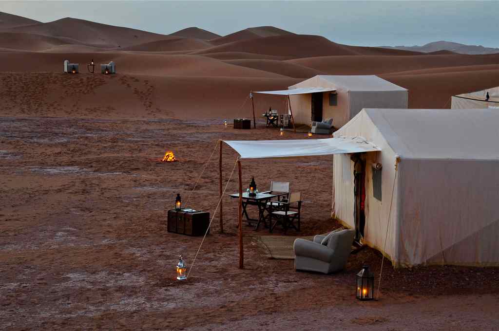 desert tents at night