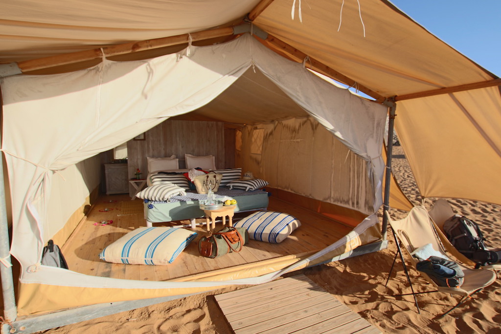 Atlantic coast sand tent camp Morocco