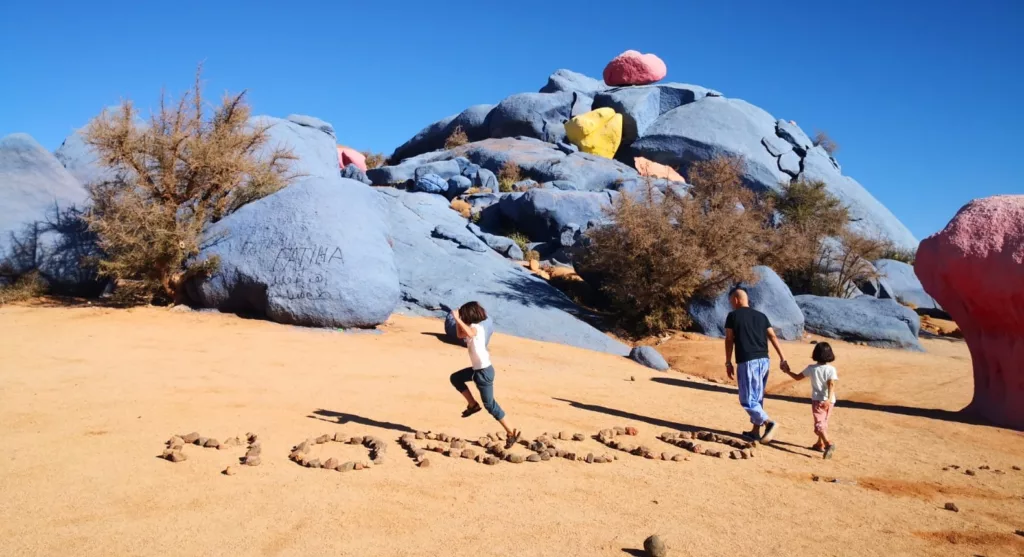Morocco Family tours scene: Sun Trails driver with children on a private tour