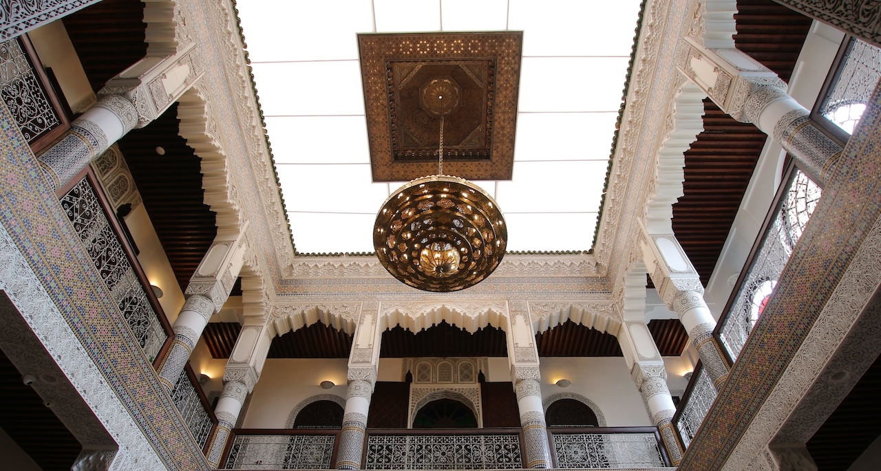 First floor inside patio at noble riad in Fes
