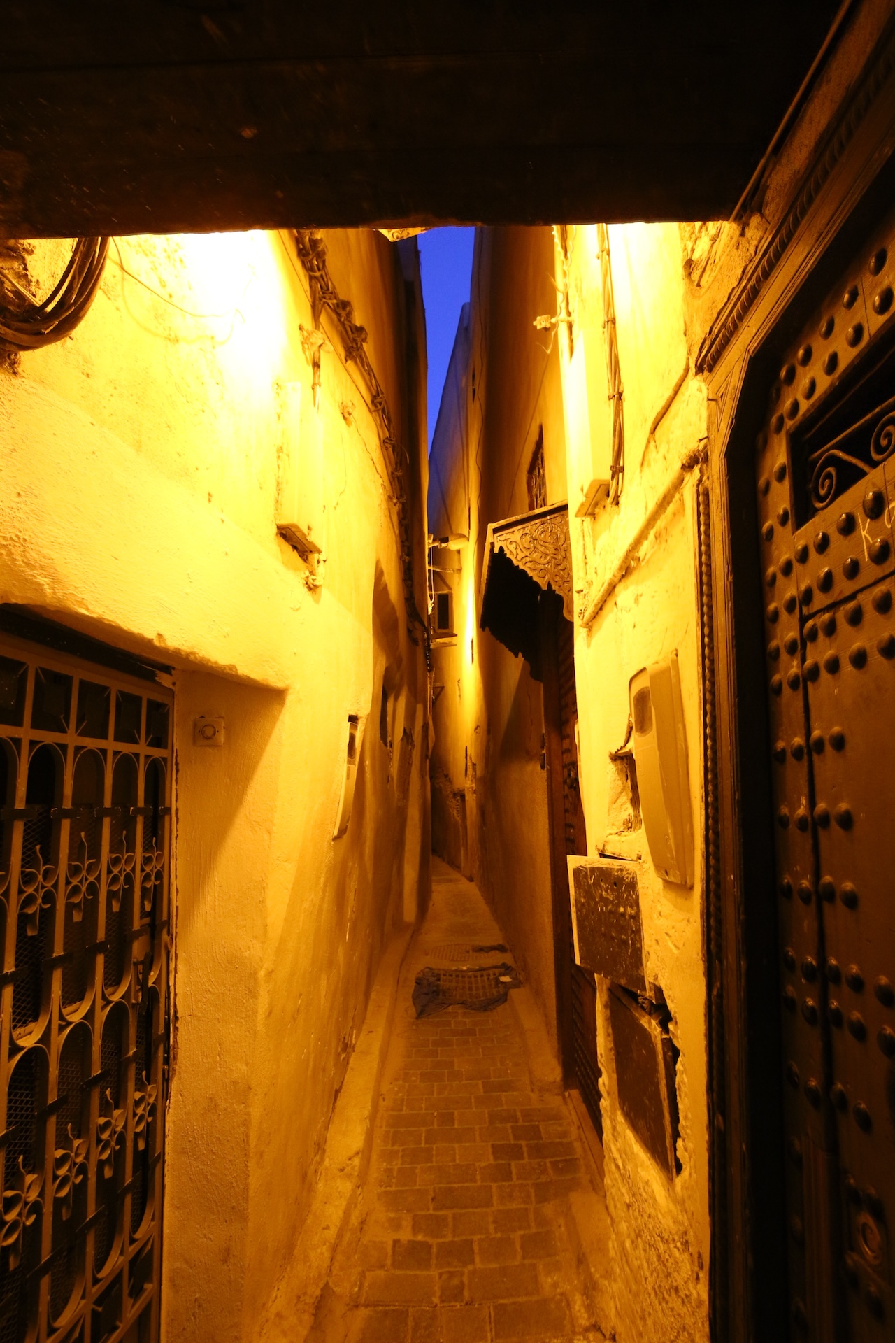 one man street in the medina of Fes